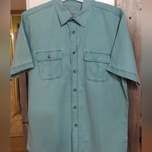 Mens Outdoor Life Trail Shirt,large,buttonup Shortsleeve, Cotton Blue,gorpcore